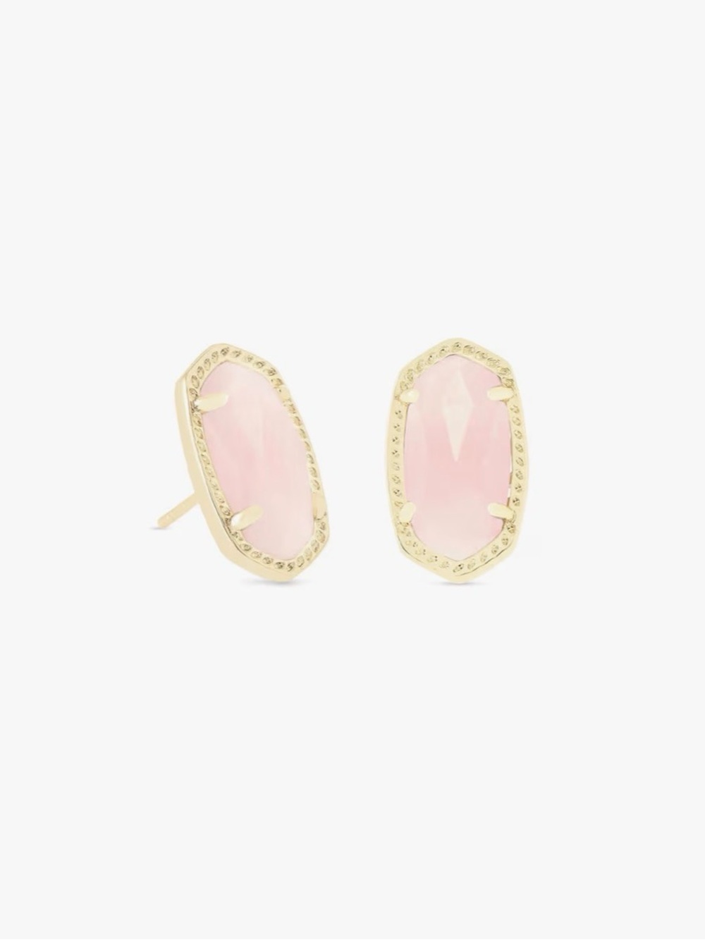 Kendra Scott Rose Quartz Earrings with Gold Setting